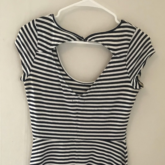 blue and white striped fit and flare dress - Picture 2 of 4